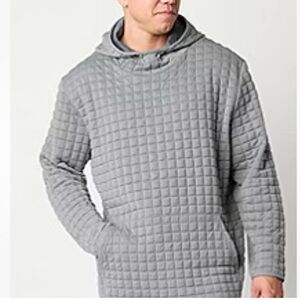 Xersion Size LT Men’s Quilted Grey Jacquard Long Sleeve Popover Hoodie. New